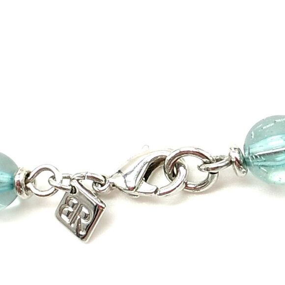 Banana Republic Necklace Silver Tone w/ Pastel Blue Green Hard Plastic Beads - Picture 9 of 9